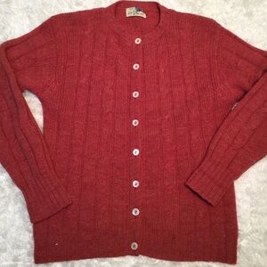 Vintage Wool Ladybug Cardigan Sweater Rust